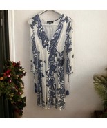 Lulus Dress Size XS Blue White Paisley V Neck Flowy Maxi Shoulder Cut Ou... - $611.52 MXN