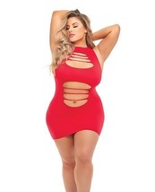 PINK LIPSTICK CAN&#39;T COMMIT SHREDDED RED MINI DRESS QUEEN SIZE - £15.52 GBP