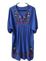 Unbranded Short Dress Womens Size XL Embroidered Royal Blue  Tunic - $15.31