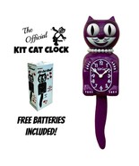 BOYSENBERRY LADY KIT CAT CLOCK 15.5&quot; Purple Free Battery USA MADE Kit-Ca... - $69.99