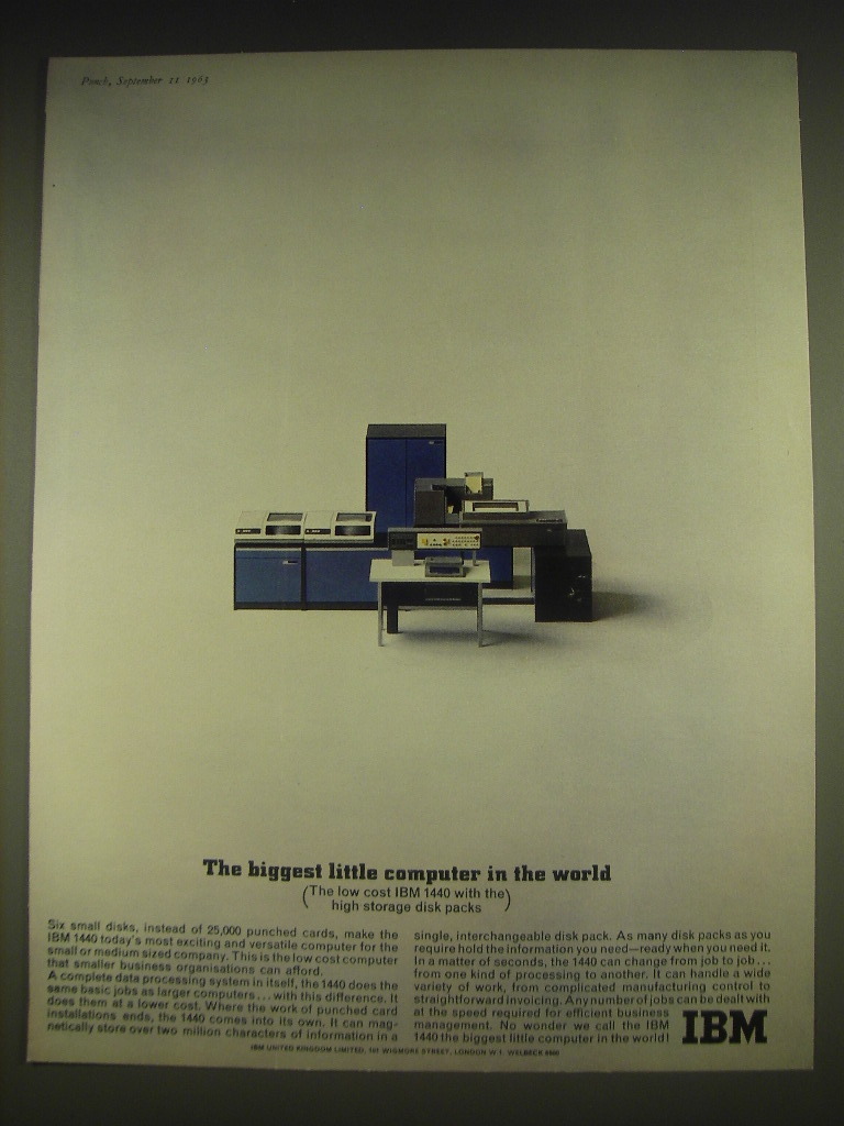 1963 IBM 1440 Computer Ad - The biggest little computer in the world - £14.62 GBP