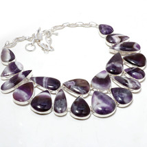 African Amethyst Lace Gemstone Handmade Fashion Necklace Jewelry 18&quot; SA 4232 - £16.59 GBP