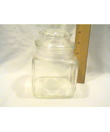 Vintage Anchor Hocking Clear Square Lidded Apothecary Storage Jar NO Sea... - €17,98 EUR