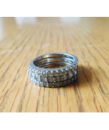 Sterling Silver Size 7 Ring with Three Rows of Cubic Zirconia Stones - $650.07 MXN