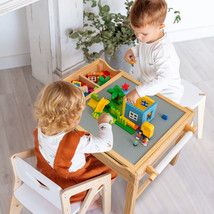 Kids Reversible Wooden Activity Table Drawing and Painting Table with Board - $169.99