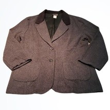 Tracy Evans Vintage Long Wool Blend Grey and Black Fancy Blazer Size Lar... - £29.50 GBP
