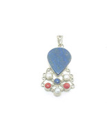 LAPIS LAZULI, FRESHWATER PEARLS and RED JASPER Pendant in Sterling Silver - $85.00