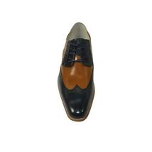 Men's Giovanni Shoes High Quality Leather Wing Tip Derby Troy Navy/Tan image 2