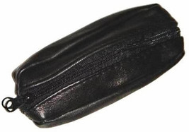 Pack of 2 Black Leather Coin Purses with 2 Zips and a Keyring Inside - $4.99
