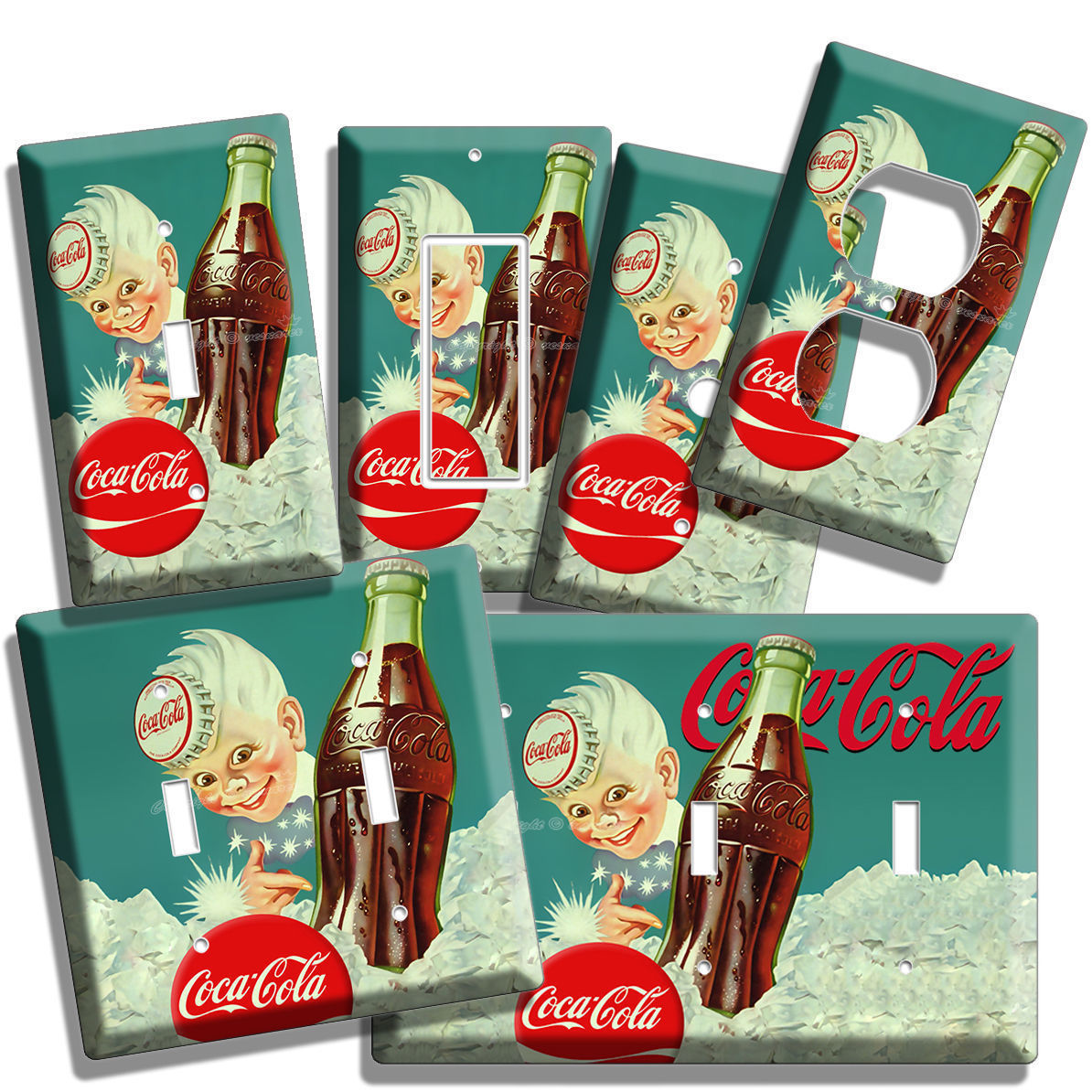 RETRO COCA-COLA BOY OLD AD LIGHT SWITCH POWER OUTLET WALL PLATE COVER ROOM ART