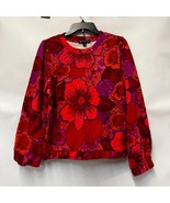 INC Women M Orange Karlee Garden Floral Banned Hem Sweatshirt Top NWT CY12 - $40.17 CAD