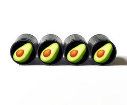 Avocado Emoji Tire Valve Stem Caps - Black Aluminum - Set of Four - £12.50 GBP