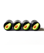 Avocado Emoji Tire Valve Stem Caps - Black Aluminum - Set of Four - $15.99