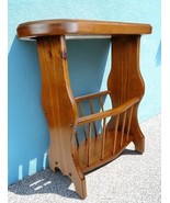 Oval Solid Wood Magazine Record Rack End/Side Table Ercol Style Storage 24" Tall - $197.99