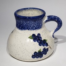 Maine Hand Painted Blueberry Blue Sponge Art Pottery 14 oz Mug Signed Maine PRC - £19.21 GBP