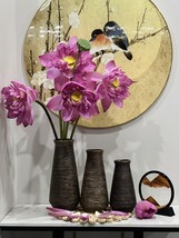 Set of 3 Pottery flower vase handmade in Vietnam H32-27-22cms - £323.73 GBP