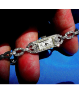 Earth mined Diamond Deco Gatsby era Watch Vintage Solid Platinum Statement - $3,320.25