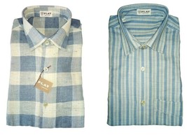 Men&#39;s Shirts Righe Quadri Long Sleeve Flannel Blue Size 37 XS Play Winter - £34.15 GBP+
