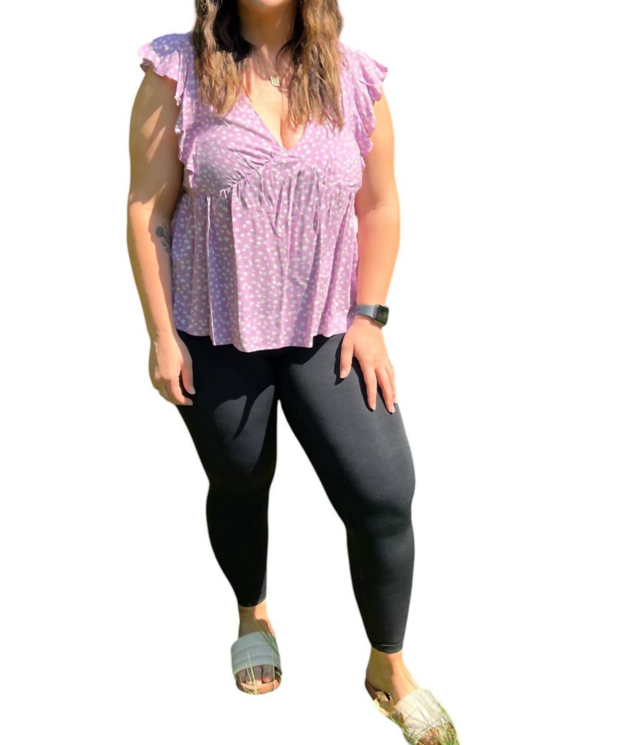 Peach Love Petal Print Babydoll Blouse Pink - $30.00