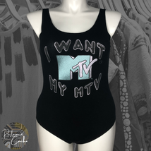 American Eagle Outfitters Womens Black I Want My MTV Sleeveless Bodysuit... - £19.75 GBP
