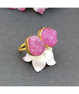 Gemstone Ring, Stackable Ring Jewelry, Hot Pink Druzy Ring, Bezel Pink S... - £7.86 GBP