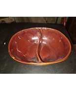 Vintage Marcrest Stoneware Daisy Dot Brown Divided Serving Dish Bowl Ove... - $10.88