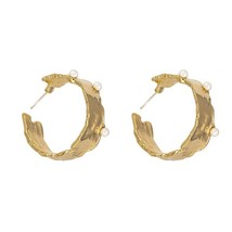 Yup Round Hollow Hoop Earrings Statement Simulated Pearls Gold Jewelry Zinc Allo - £7.25 GBP