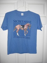 Youth Size Large SECRETARIAT &quot;Race Call&quot; Blue T-Shirt in NEW Condition - $12.00