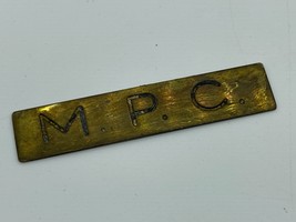 Small Brass Plaque Sign Medal M.P.C. Military Police 2.75&quot; Circa 1950&#39;s - $12.00