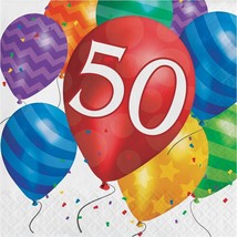 Balloon Blast 16 Ct 50 Luncheon Napkins 50th Birthday Party - £3.28 GBP