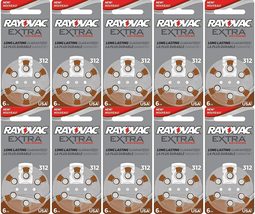 120 x Size 312 Rayovac Extra Advanced Hearing Aid Batteries - £26.53 GBP