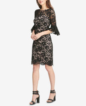 DKNY Womens Lace Bell Sleeve Sheath Dress Size 10 Color Blk - £117.91 GBP