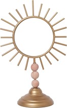 Vintage Desk Table Gold Mirror Sun Stand Metal Wooden Makeup Decor Accent Round - £22.41 GBP