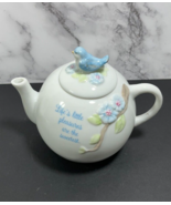 White ceramic teapot with small blue bird, The Summit Collection - $17.29
