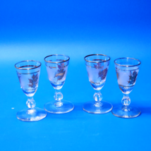Vintage Libbey GOLDEN FOLIAGE 3¼” Cordial Glass Frosted &amp; Gold Trim - Set Of 4 - £19.64 GBP