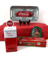 Lot Of 4 Collectible Coca Cola Tin Bank Tray Box With Handle Oval - £47.34 GBP