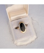 14K Yellow Gold Black Onyx &amp; Real Natural Diamond Accent Cocktail Ring - $540.50 CAD