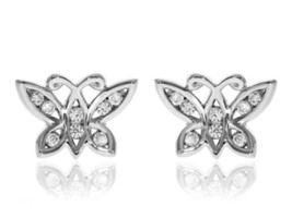 0.48ct Diamond 14k White Gold Women&#39;s Halloween Butterfly Earrings FINE EDH - £762.53 GBP