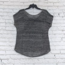 A.N.A Womens Top Medium Gray Marled Short Sleeve Open Knit Scoop Back - £10.22 GBP