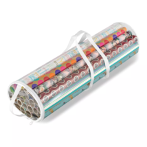 NEW Whitmor Gift Wrap Organizer w/ handles clear holds up to 25 rolls 31... - $9.75