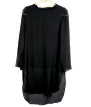 Zara Women&#39;s Black Long Sheer Layered Tunic Top Long Sleeves Size Large - £39.39 GBP