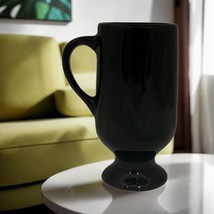 Irish Pedestal Mugs Irish 2-Footed Cups Black Ceramic Coffee Tea Drinkware - $21.78