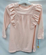 Toddler Girls 2T Floral Ruffle Ribbed Long Sleeve Dress Cat & Jack Light Peach image 2
