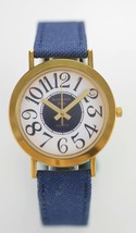 Scottsdale Polo Unisex Armbanduhr Edelstahl Gold Blau Leinen Leder Weiß Quarz - £7.91 GBP