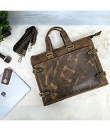 Handcrafted Full-Grain Leather Briefcase: 15.6&quot; Laptop Bag, Vintage Style - $5,099.54 MXN