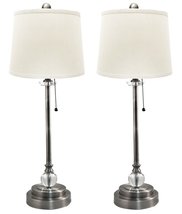 Royal Designs Set of 2 Buffet Lamps in Brushed Nickel with Linen White H... - £156.65 GBP+