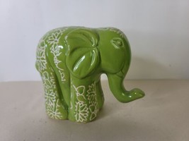 Ceramic Elephant Chartruse Green  NOS 4.5 x 6 Inches - £11.63 GBP