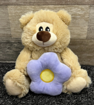 Linzy Toys 7&quot; Plush Bear w/ Purple Flower ~ Brown Soft &amp; Cuddly ~ Valent... - £9.97 GBP