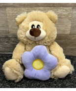 Linzy Toys 7&quot; Plush Bear w/ Purple Flower ~ Brown Soft &amp; Cuddly ~ Valent... - £9.91 GBP