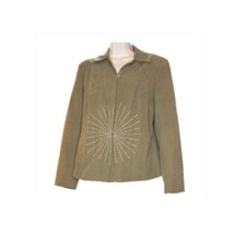 Vintage Olive Green Zip up Blazer Jacket Size 14 - $32.00